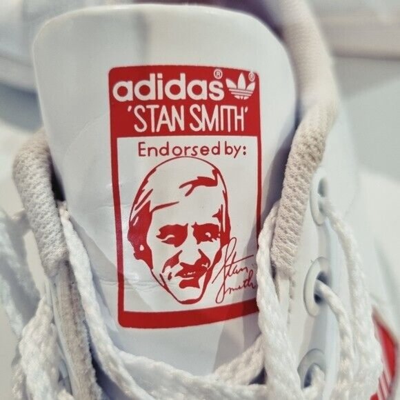 ADIDAS Ladies Special Edition Stan Smith Leather Sneakers Red Heart, Size 7 - Picture 5 of 12